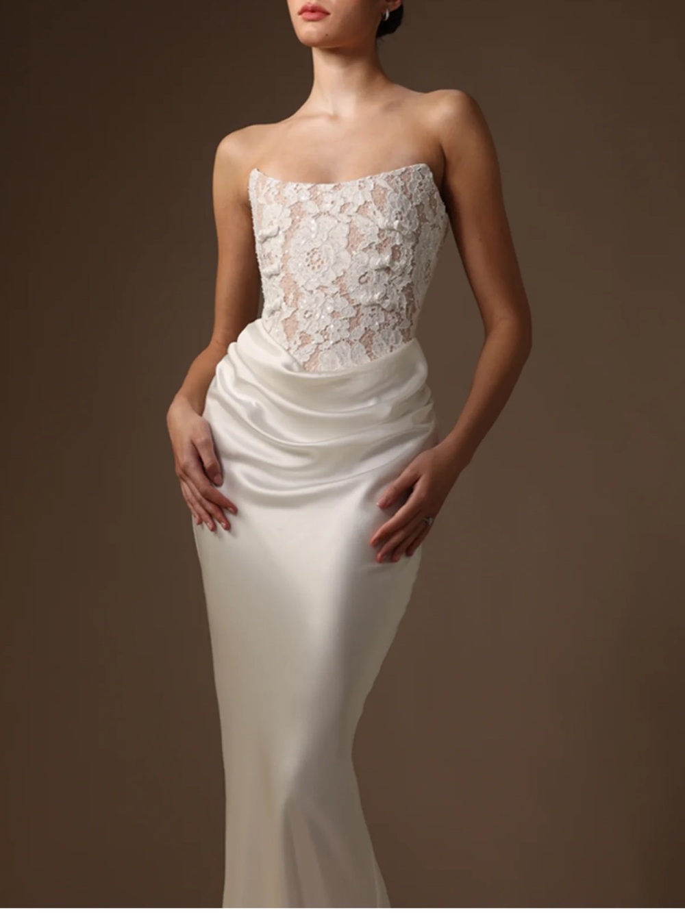 Sau Lee Blair Lace Dress in White Maxi